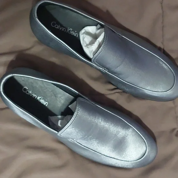 Calvin Klein Blue and Gray Slip-On Loafers Calvin Klein Blue Loafers Men main image 3